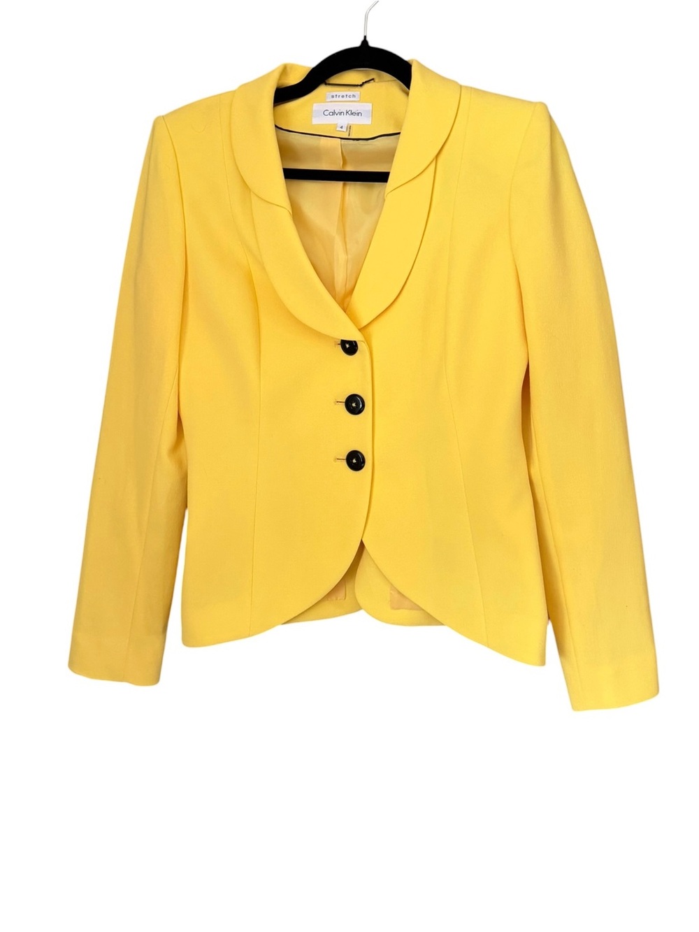 Calvin Klein Blazer Jacket Yellow Lined 3 Buttons - Picture 2 of 8